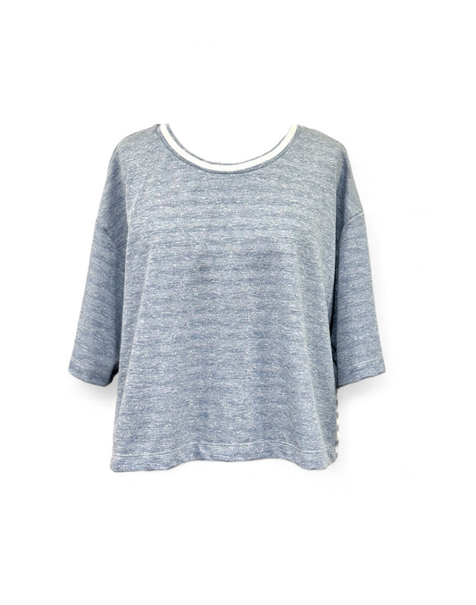 Double Knit Striped Crop Tee
