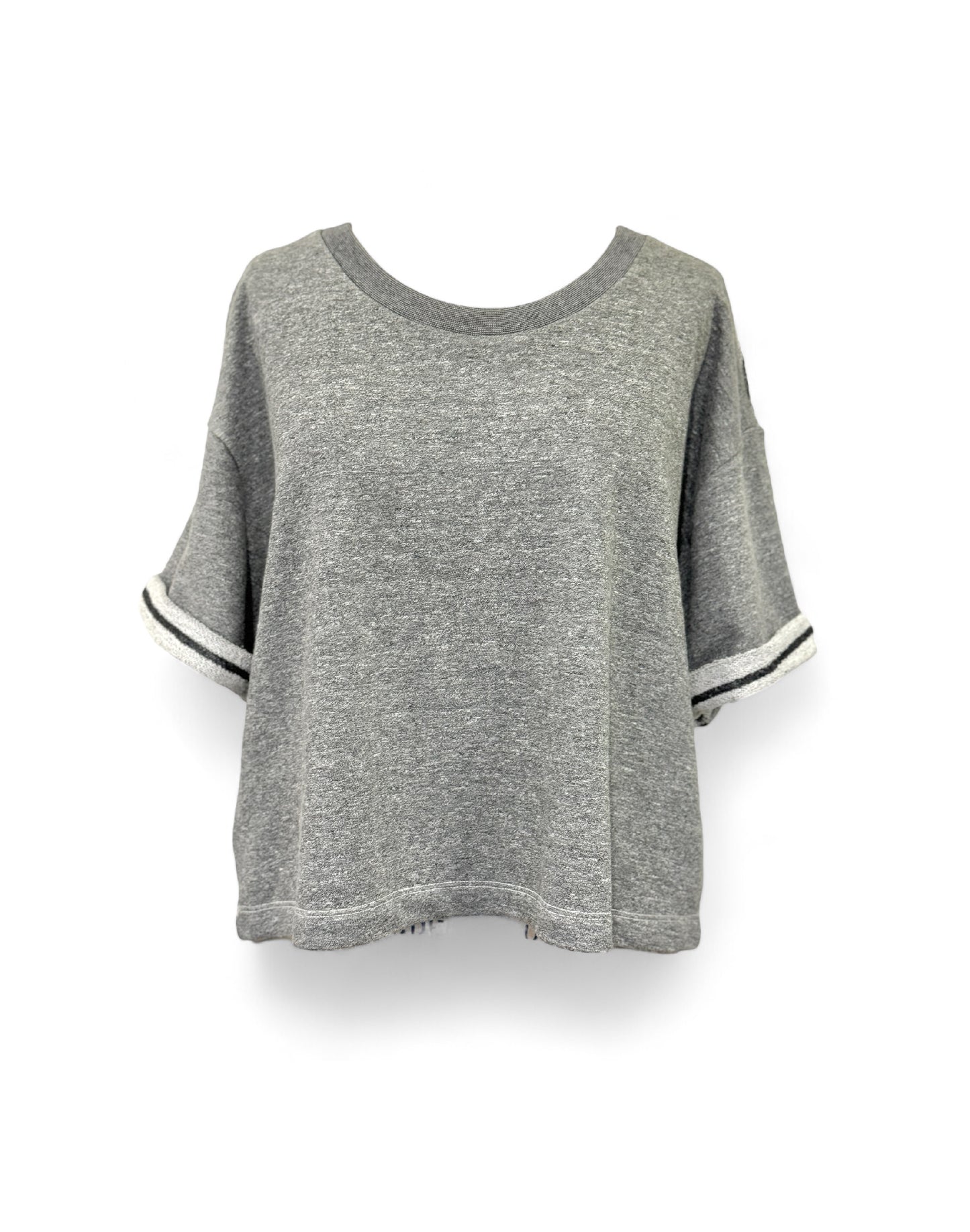 Double Knit Striped Crop Tee